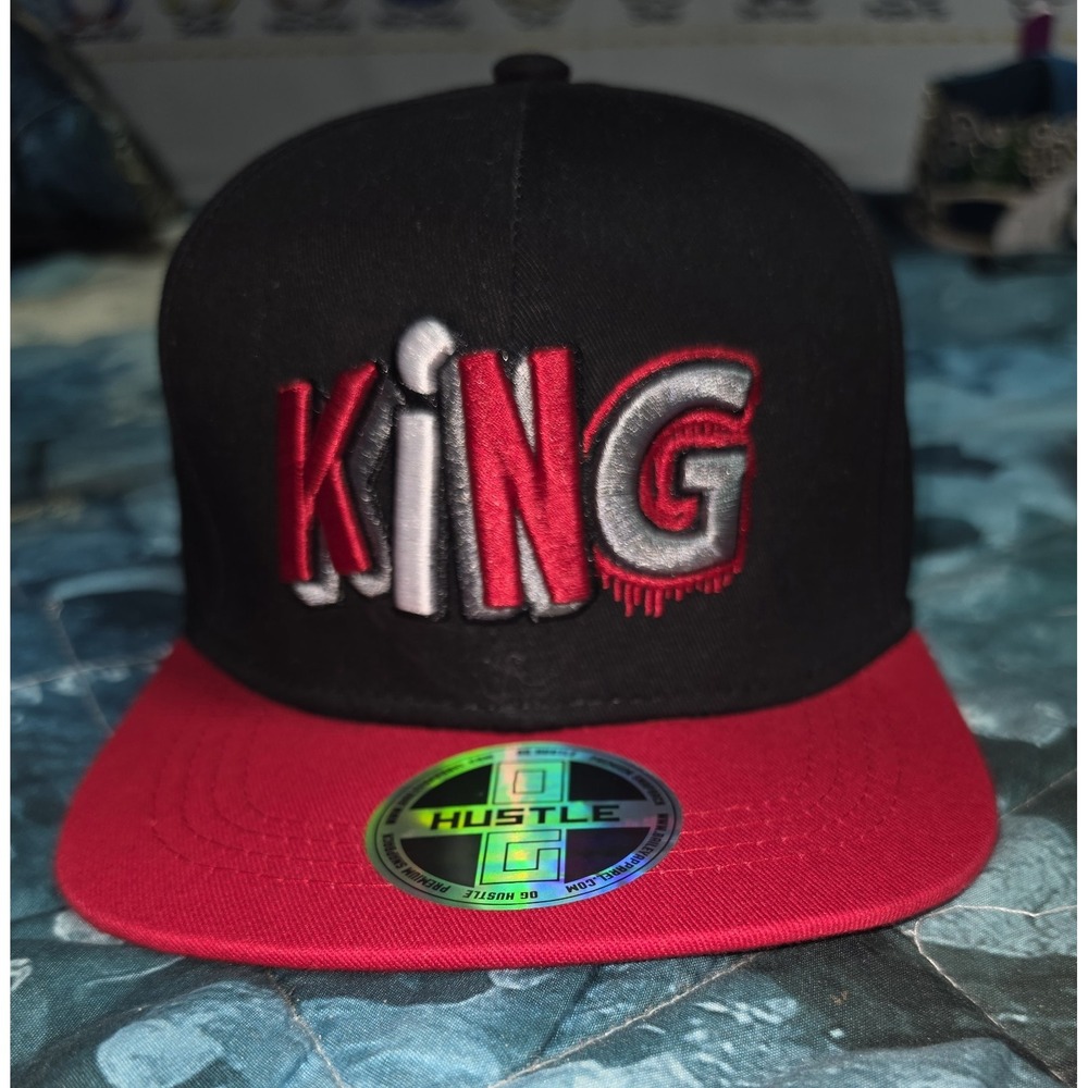 Top Level Hustle KING Snapback Adjustable Hat Mens Black Red Gray Canvas